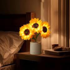 Table Lamp with Sunflower Design and LED Rechargeable