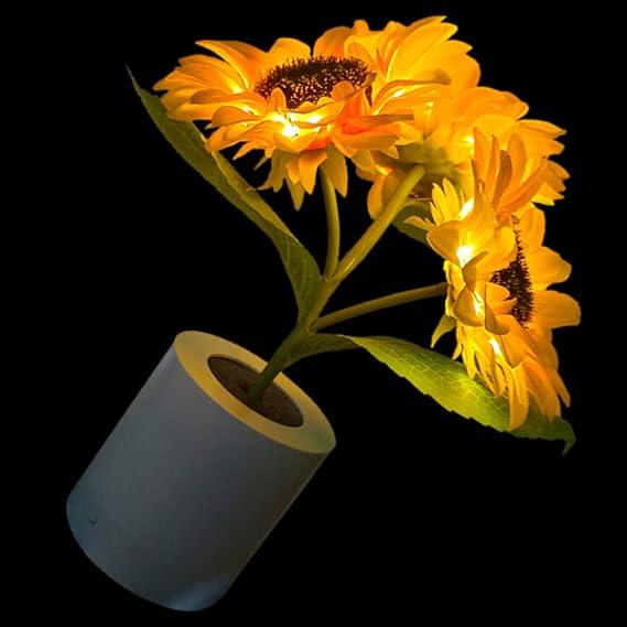 Table Lamp with Sunflower Design and LED Rechargeable