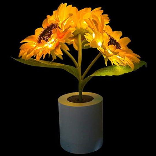 Table Lamp with Sunflower Design and LED Rechargeable