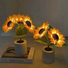 Table Lamp with Sunflower Design and LED Rechargeable