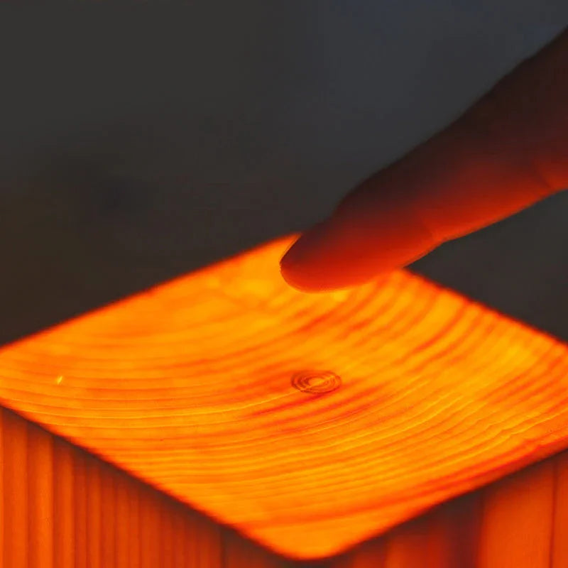 Table Lamp with Touch Control and Wood Finish