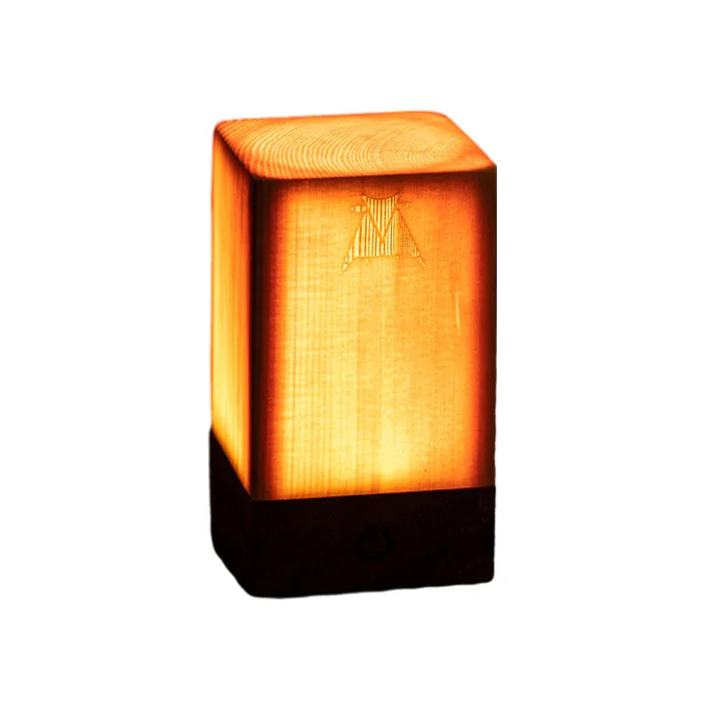 Table Lamp with Touch Control and Wood Finish