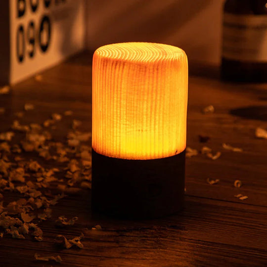 Table Lamp with Touch Control and Wood Finish