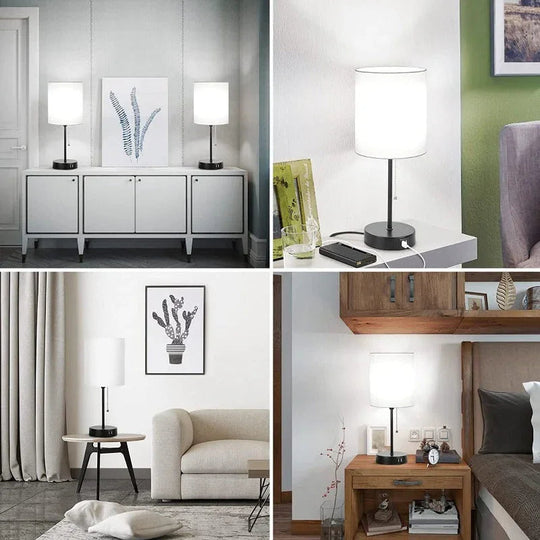 Table Lamp with USB Ports and Modern Design