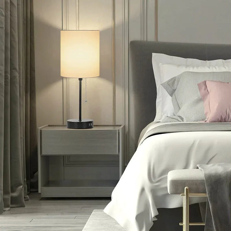 Table Lamp with USB Ports and Modern Design