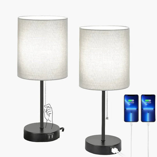 Table Lamp with USB Ports and Modern Design