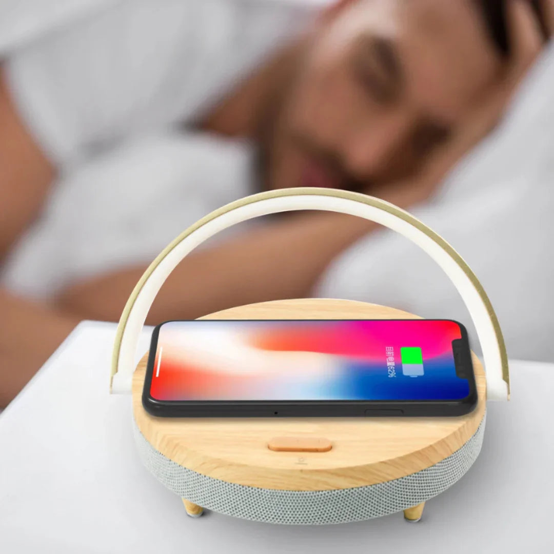 Table Lamp with Wireless Charging and Bluetooth Speaker