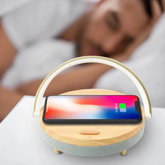 Table Lamp with Wireless Charging and Bluetooth Speaker
