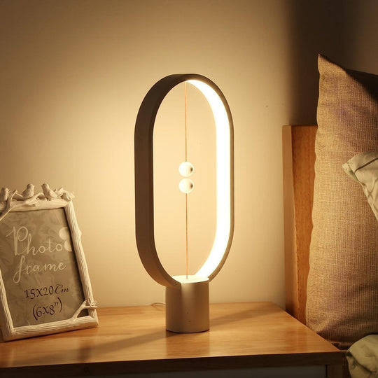 Table Lamp with Wooden Base and LED Light