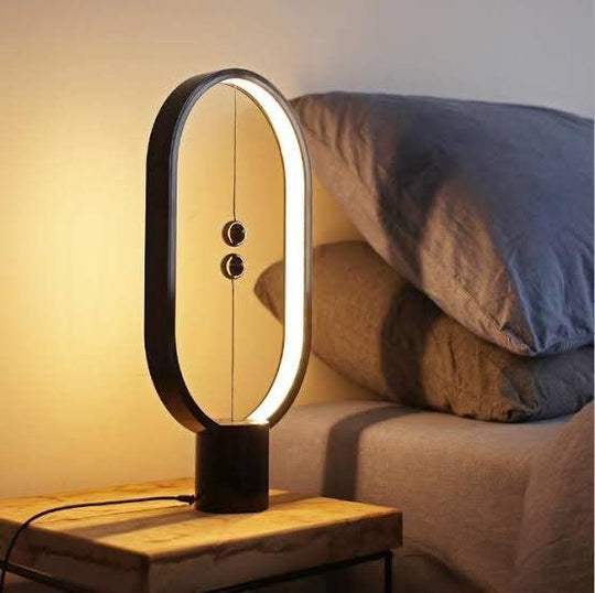 Table Lamp with Wooden Base and LED Light