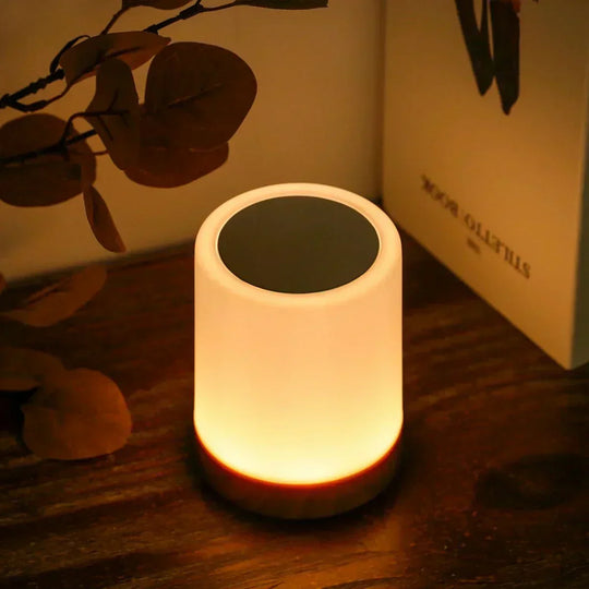 Table Lamp with Wooden Base and Touch Control