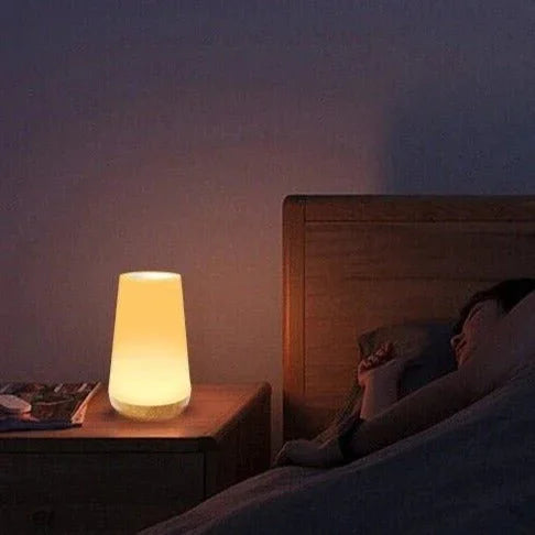 Table Lamp with Wooden Base and Touch Control