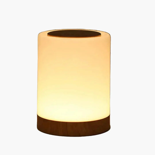 Table Lamp with Wooden Base and Touch Control