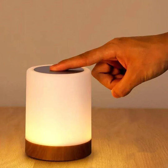Table Lamp with Wooden Base and Touch Control