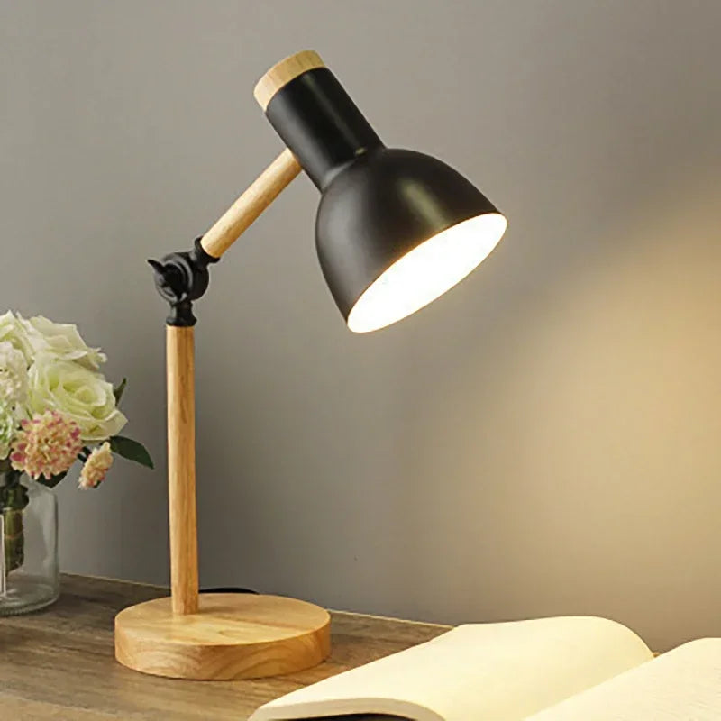 Table Lamp with Wooden Design and Adjustable Height