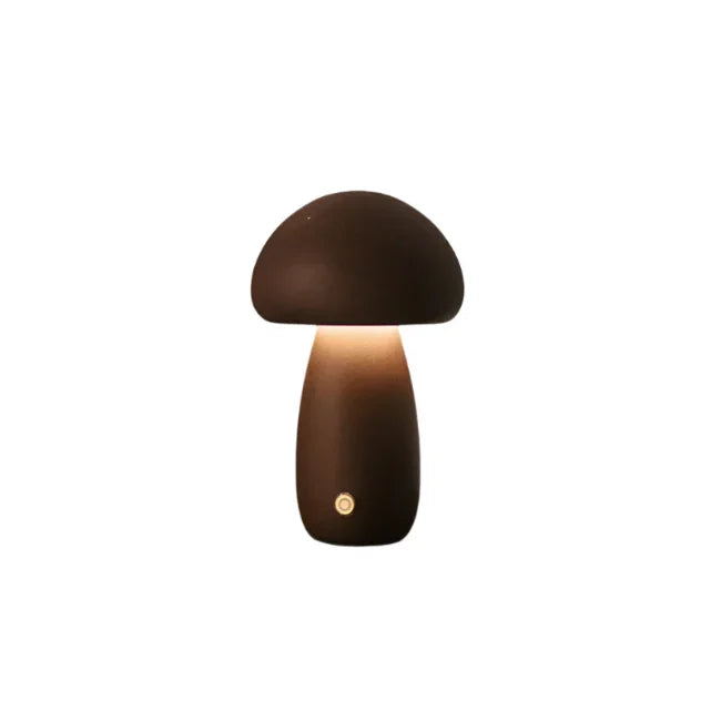 Table Lamp with Wooden Design and Mushroom Shape