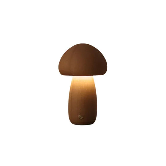 Table Lamp with Wooden Design and Mushroom Shape