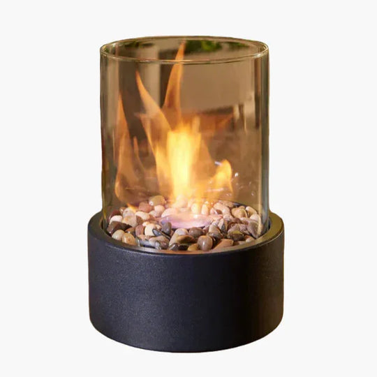 Tabletop Fireplace with Ethanol Fuel and Glass Cylinder