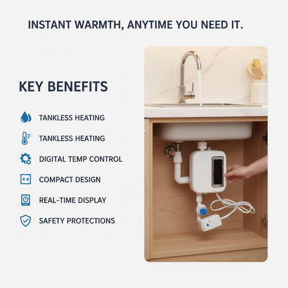 Tankless Electric Water Heater with Temperature Control and Energy Efficiency