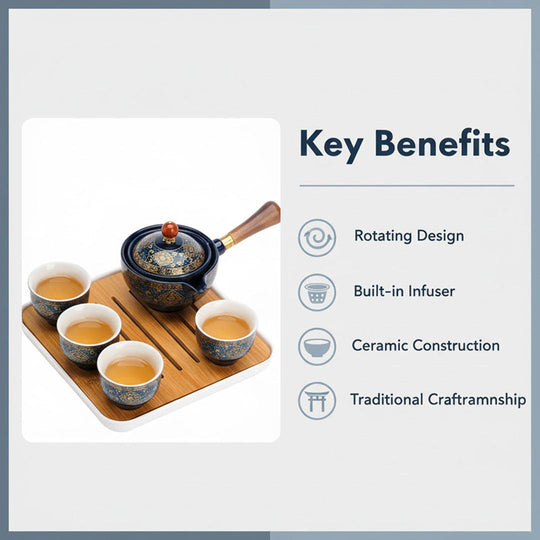 Tea Pot Set with Rotating Design and Infuser