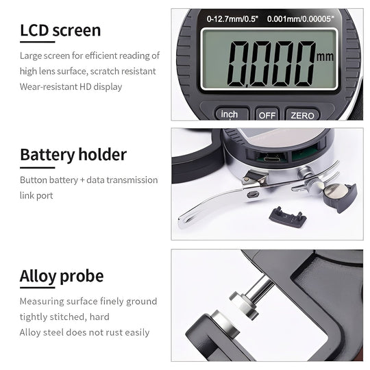 Thickness Gauge with Digital Display and Handheld Design