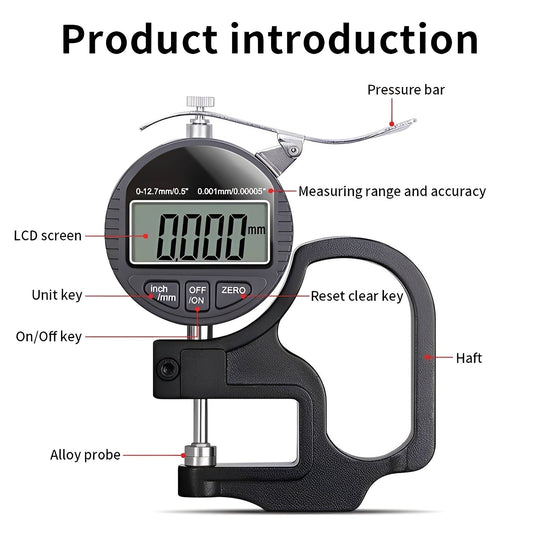 Thickness Gauge with Digital Display and Handheld Design