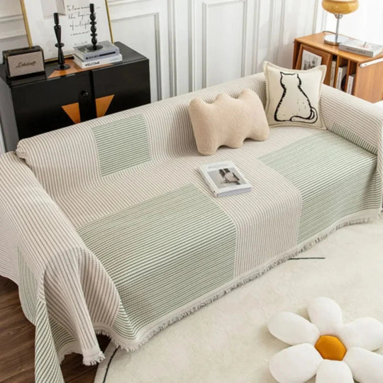 Throw Blanket with Scandinavian Design and Tassel Edge