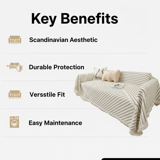 Throw Blanket with Scandinavian Design and Tassel Edge