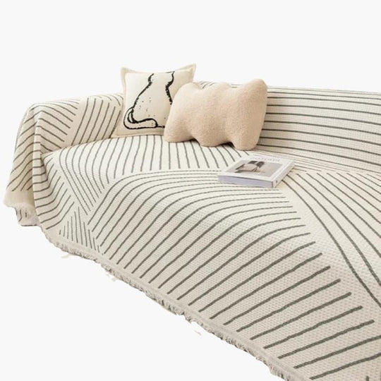 Throw Blanket with Scandinavian Design and Tassel Edge