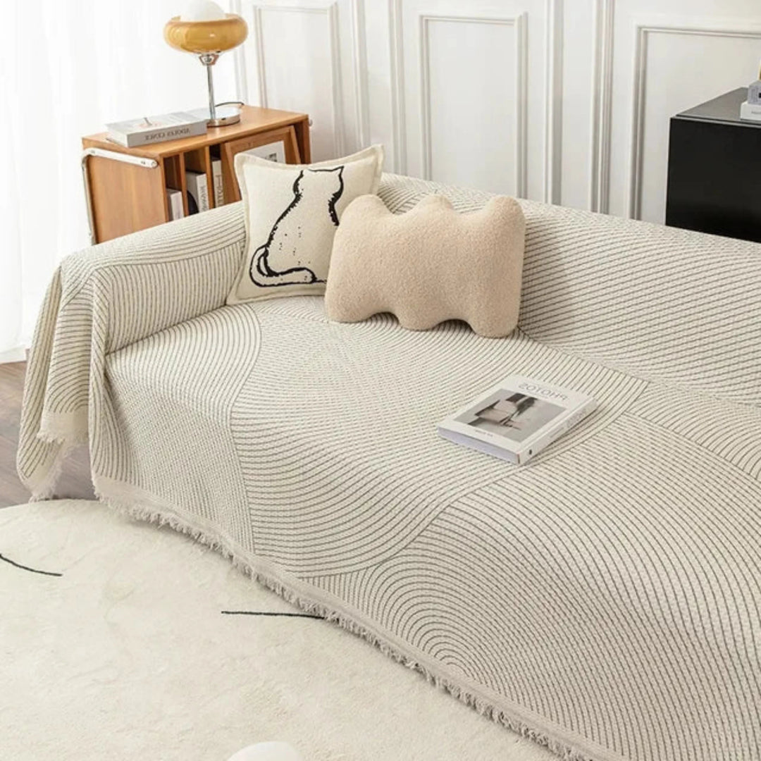 Throw Blanket with Scandinavian Design and Tassel Edge