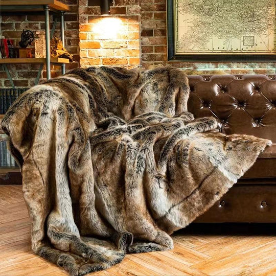 Throw Blanket with Soft Mink and Decorative Design