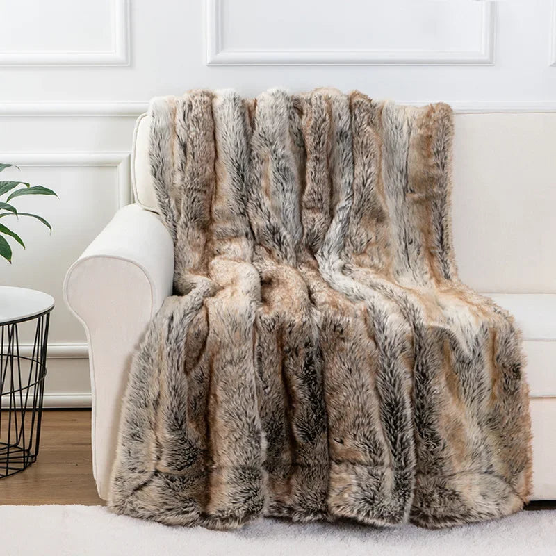Throw Blanket with Soft Mink and Decorative Design