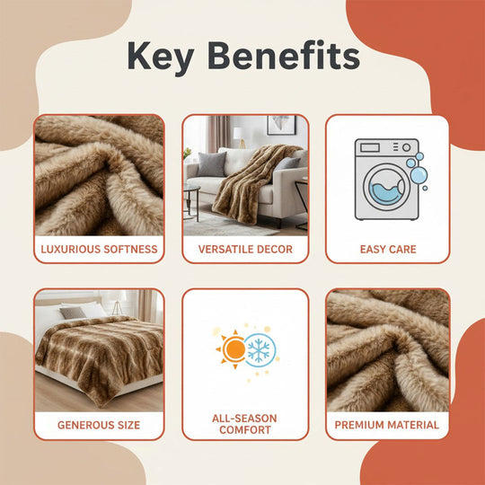 Throw Blanket with Soft Mink and Decorative Design