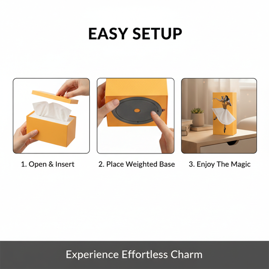 Tissue Box Cover with Decorative Design and Weighted Base