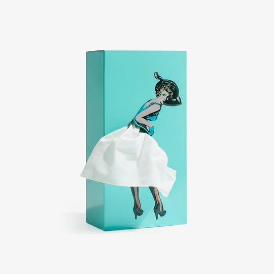 Tissue Box Cover with Decorative Design and Weighted Base