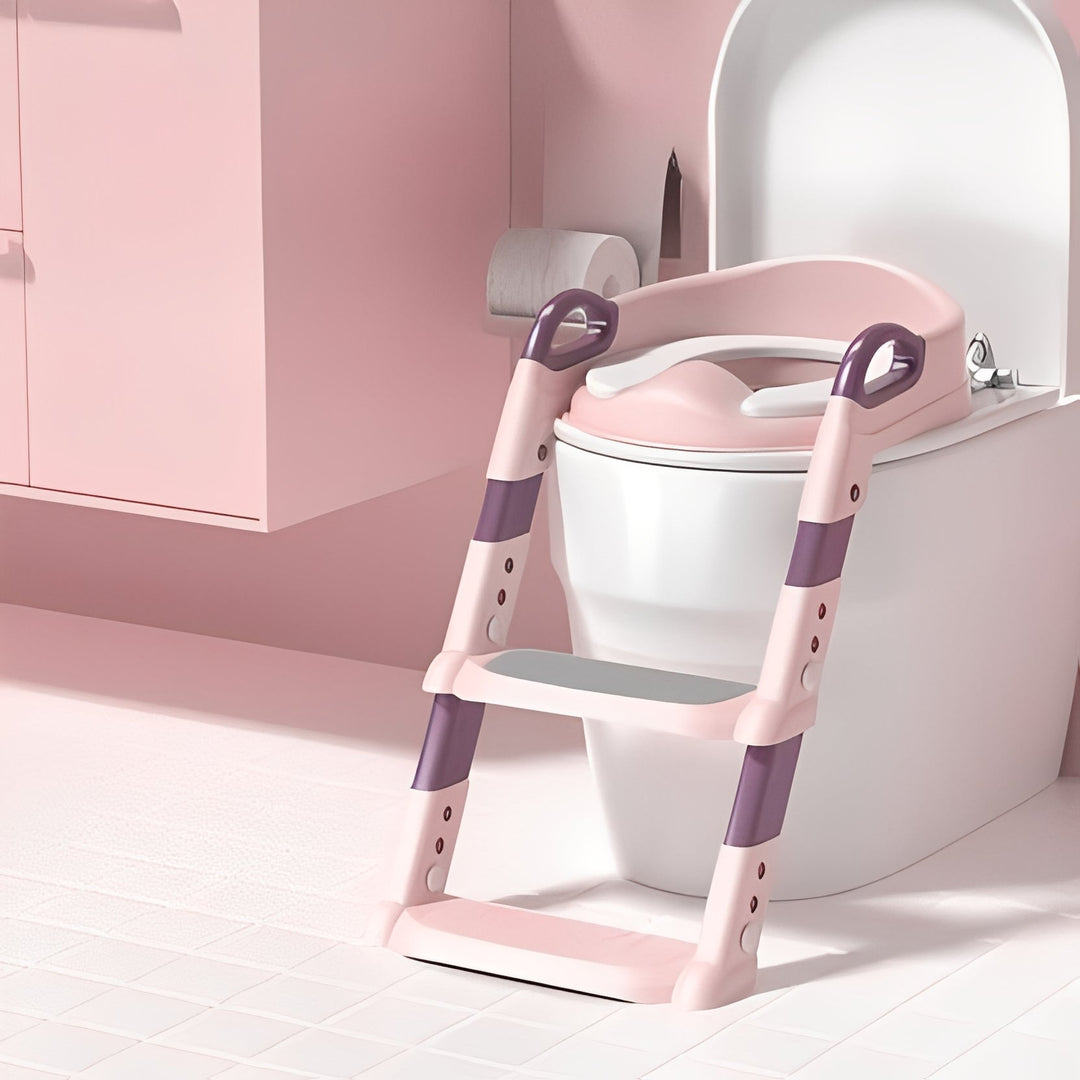 Toddler Potty Trainer with Foldable Design and Step Ladder