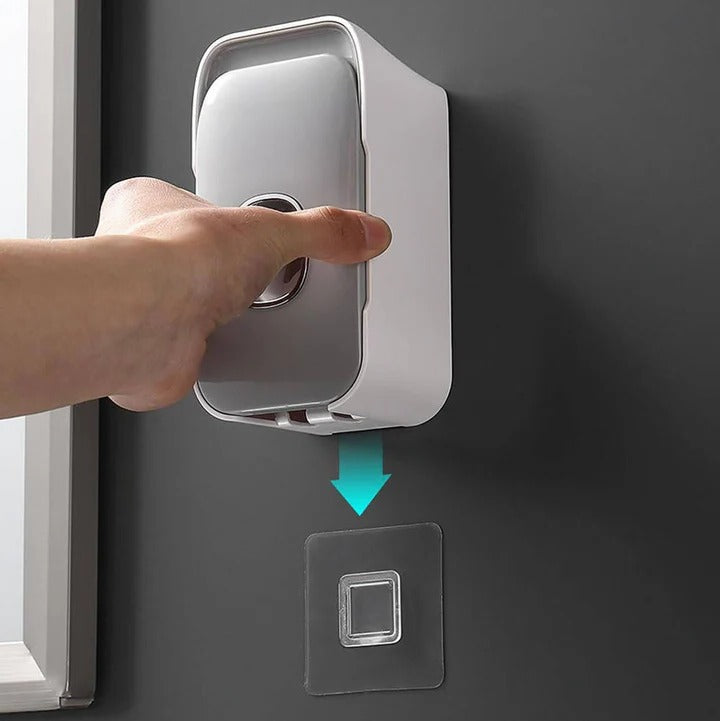 Toothpaste Dispenser with Wall Mount and Adhesive Installation