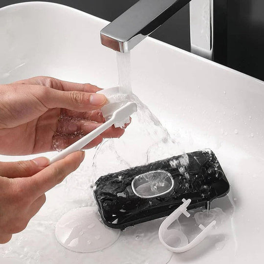 Toothpaste Dispenser with Wall Mount and Adhesive Installation