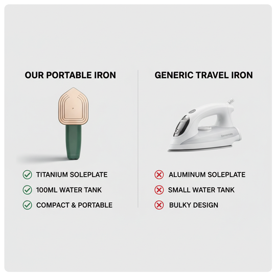 Travel Iron with Compact Design and Steam Function