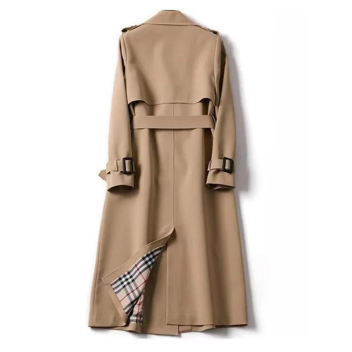 Trench Coat with Adjustable Belt and Button Closure