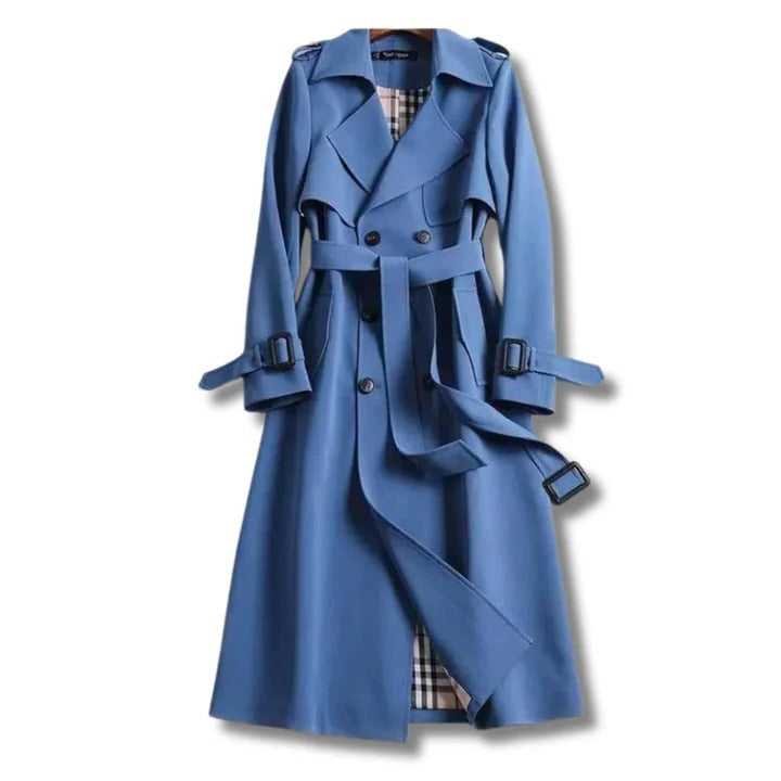 Trench Coat with Adjustable Belt and Button Closure