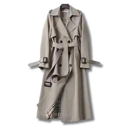 Trench Coat with Adjustable Belt and Button Closure
