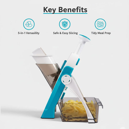 Vegetable Slicer with Interchangeable Blades and Safety Design