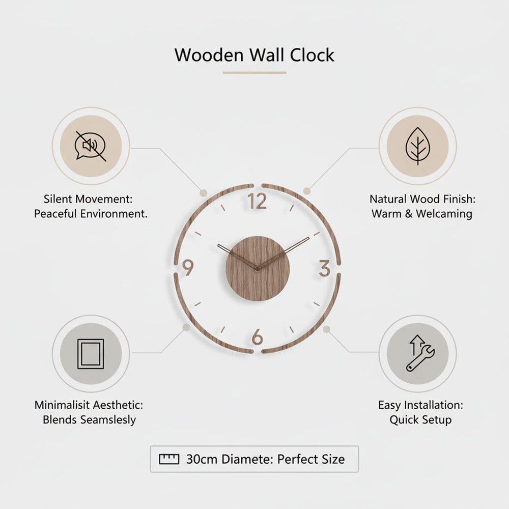 Wall Clock with Minimalist Design and Silent Movement