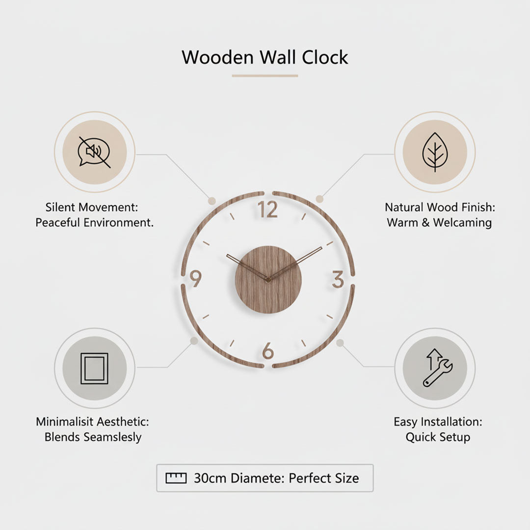 Wall Clock with Minimalist Design and Silent Movement