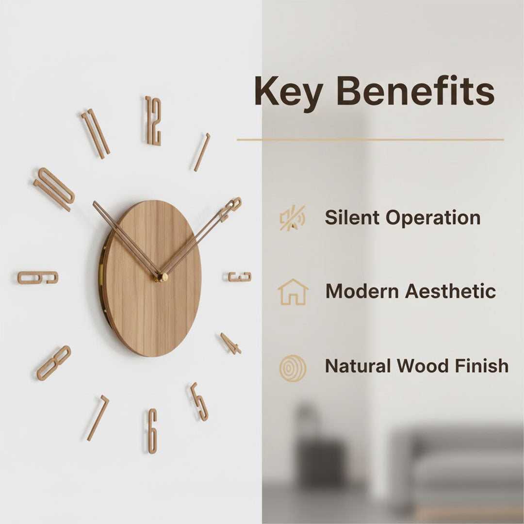 Wall Clock with Minimalist Design and Silent Movement