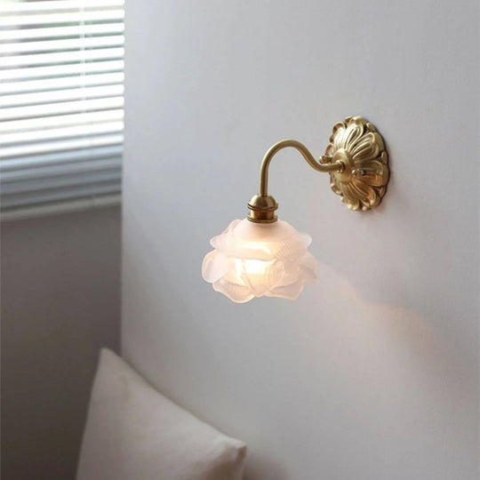 Wall Sconce with Curved Gooseneck and Brass Finish