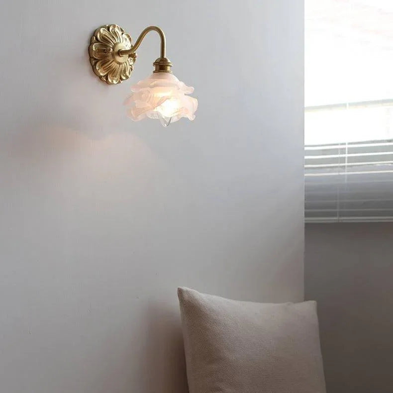 Wall Sconce with Curved Gooseneck and Brass Finish