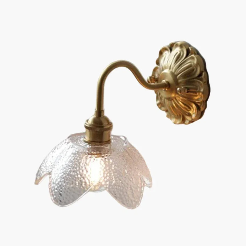 Wall Sconce with Curved Gooseneck and Brass Finish