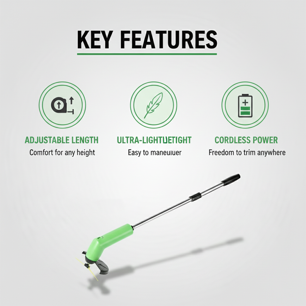 Weed Trimmer with Cordless Design and Mini Size